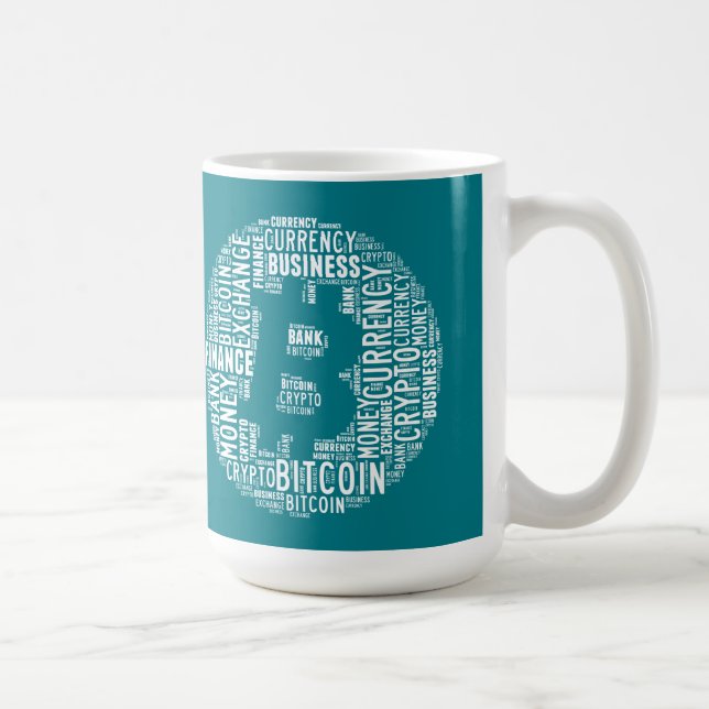Bitcoin logo wordart graphics coffee mug (Right)