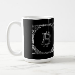Bitcoin logo wordart graphics coffee mug