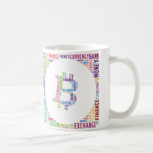 Bitcoin logo wordart graphics coffee mug