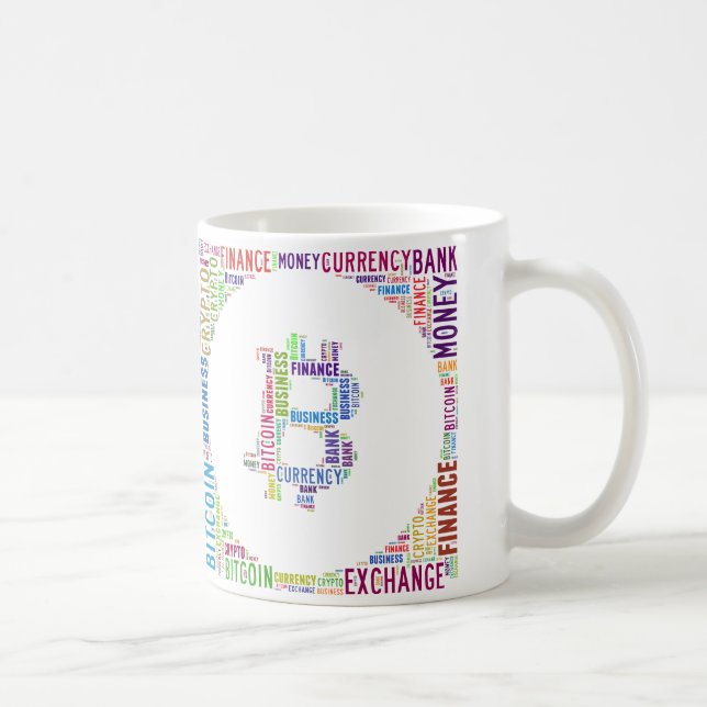 Bitcoin logo wordart graphics coffee mug (Right)