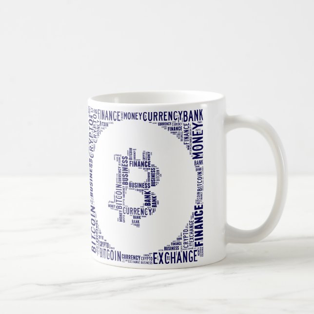 Bitcoin logo wordart graphics coffee mug (Right)