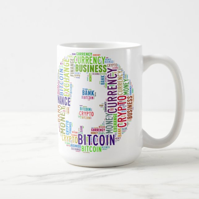 Bitcoin logo wordart graphics coffee mug (Right)