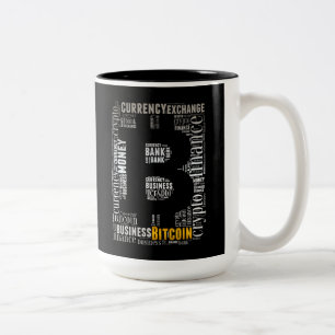 Bitcoin logo wordart graphics Two-Tone coffee mug