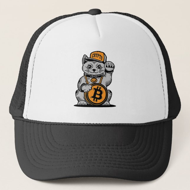 Bitcoin Lucky Cat - Crypto btc Trucker Hat (Front)