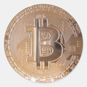 Bitcoin metallic made ​​of copper. M1 Classic Round Sticker