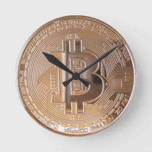 Bitcoin metallic made ​​of copper. M1 Round Clock