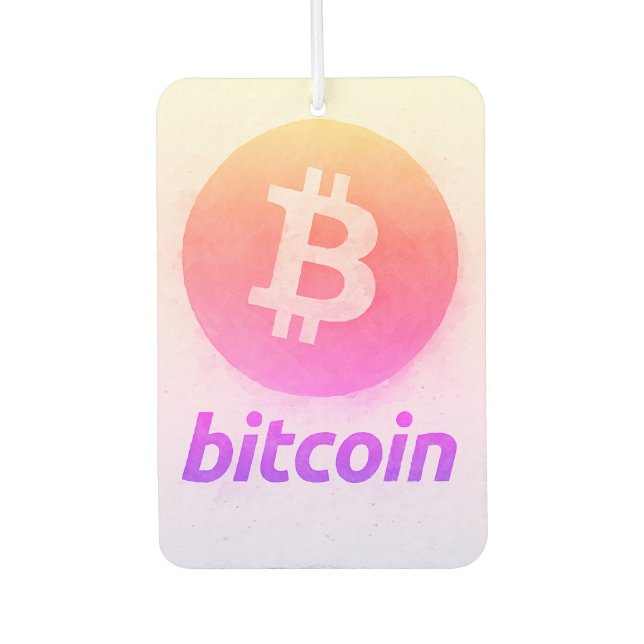 Bitcoin Miami Watercolor (Logo + Text) Car Air Freshener (Front)