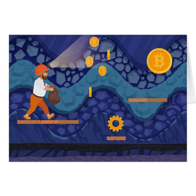 Bitcoin Miner Cryptocurrency BTC Funny Cartoon (Front Horizontal)