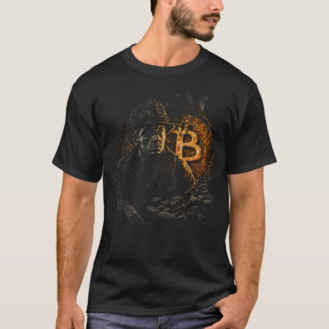 Bitcoin miner cryptocurrency mining design black T-Shirt (Front)
