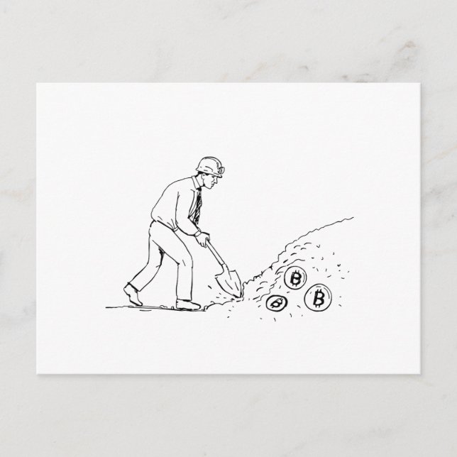 Bitcoin Miner Mining Cryptocurrency Drawing Postcard (Front)