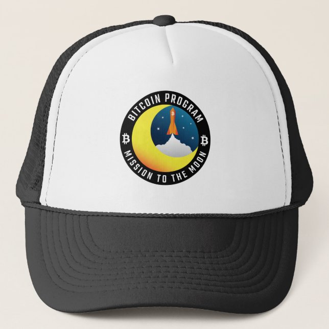 Bitcoin mission to the Moon colour Trucker Hat (Front)
