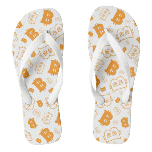 Bitcoin Modern Orange White Cryptocurrency Pattern Thongs