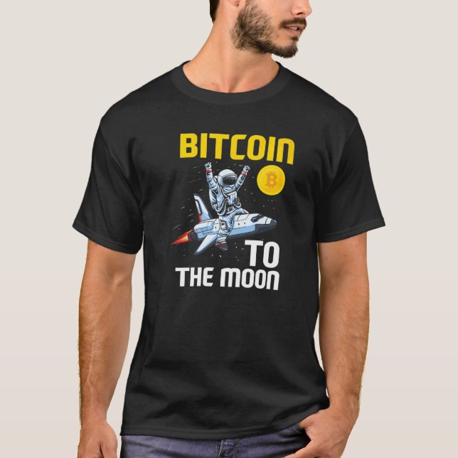 Bitcoin Moon Astronaut BTC Cyrpto Cryptocurrency T-Shirt (Front)