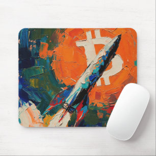"Bitcoin Moon" Oil Painting #3 Mouse Pad