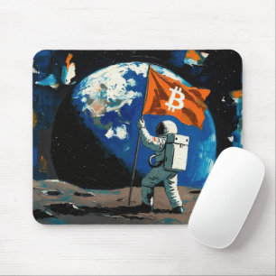 "Bitcoin Moon" Oil Painting #4 Mouse Pad