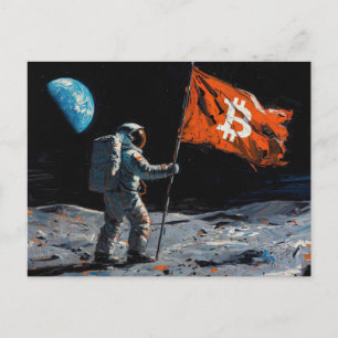 "Bitcoin Moon" Oil Painting #5 Postcard