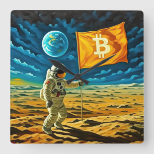 Bitcoin Moon Square Wall Clock