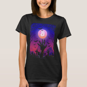 Bitcoin Moon Tombstone Graveyard Creepy Halloween T-Shirt