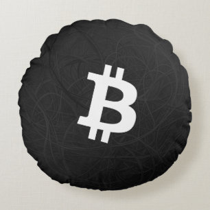 Bitcoin Neuron Black Round Cushion