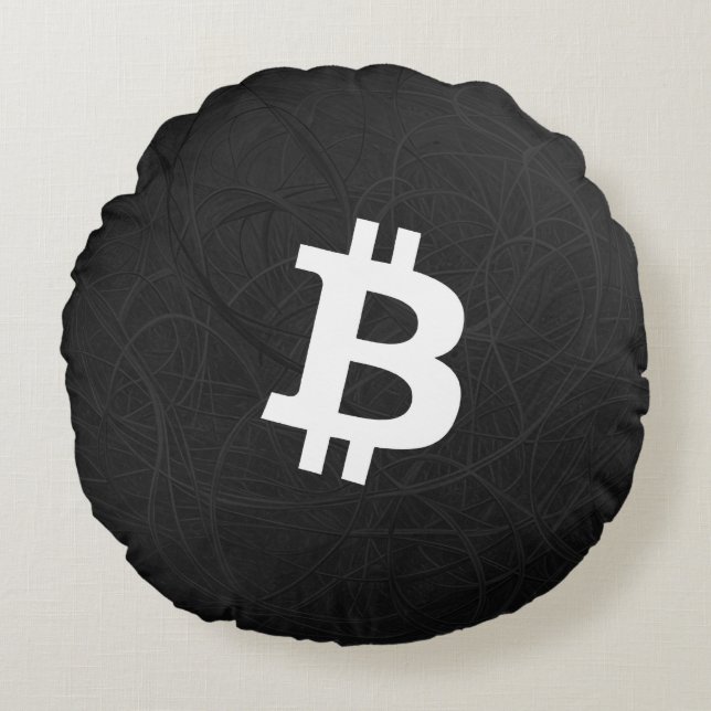 Bitcoin Neuron Black Round Cushion (Front)