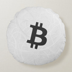 Bitcoin Neuron White Round Cushion