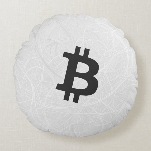 Bitcoin Neuron White Round Cushion (Front)