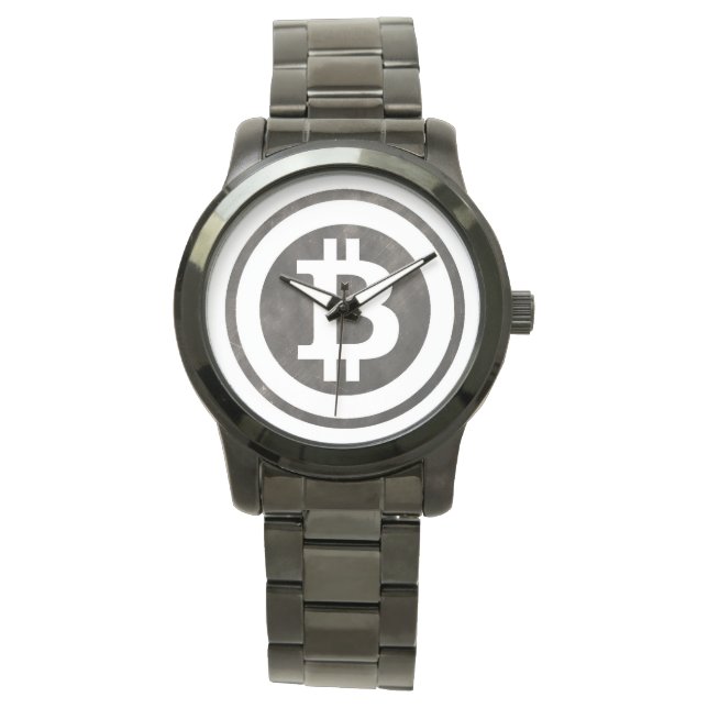 Bitcoin Oversized Black Bracelet Watch (Front)