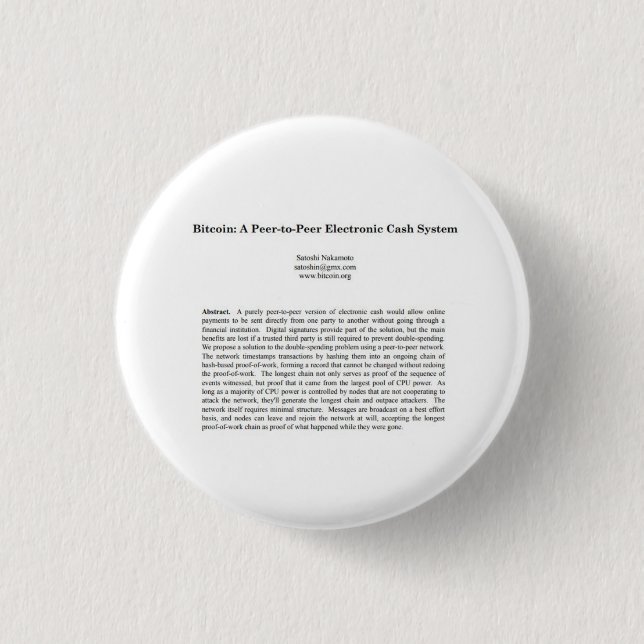 Bitcoin Paper Button (Front)