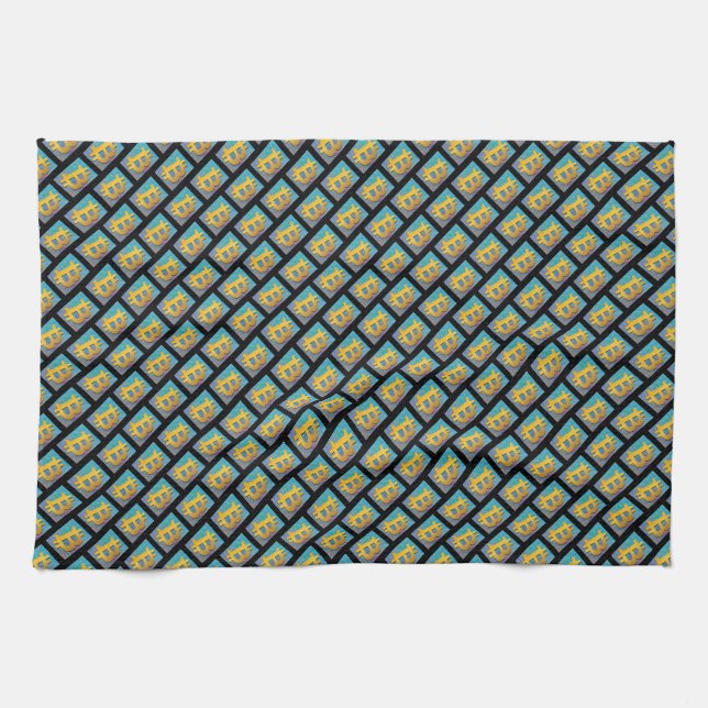 Bitcoin pattern, tea towel (Horizontal)