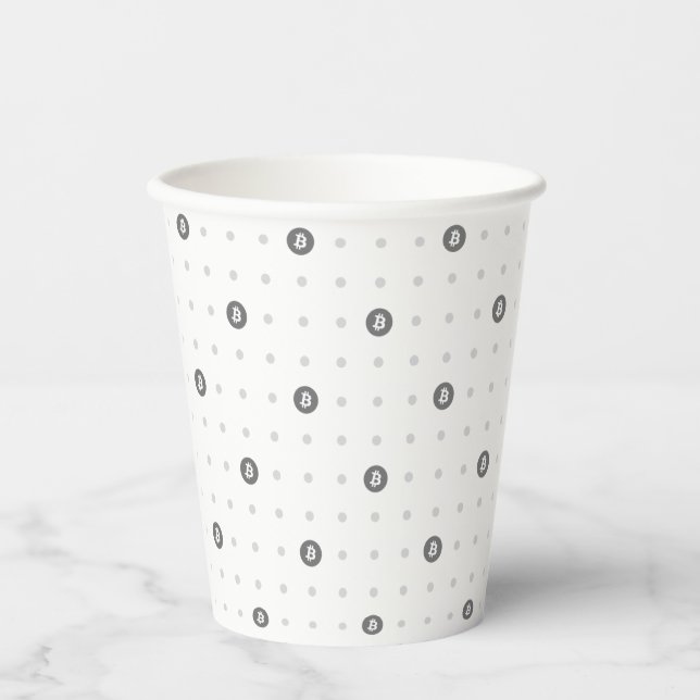 Bitcoin Polka Dot 8oz Paper Cup (Front)