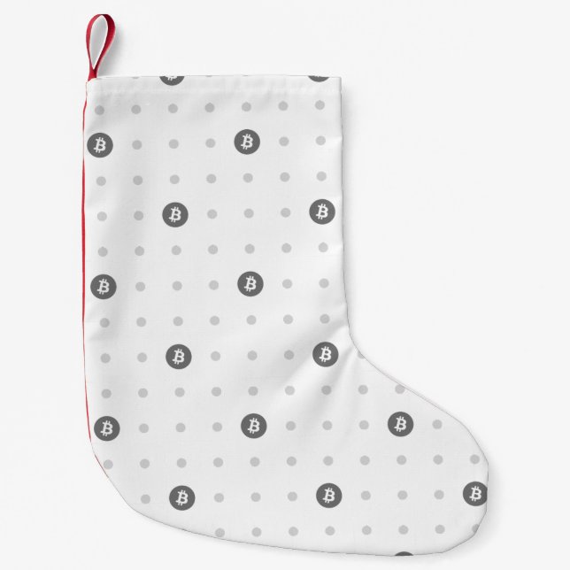 Bitcoin Polka Dots Christmas Stocking (Small) (Front)