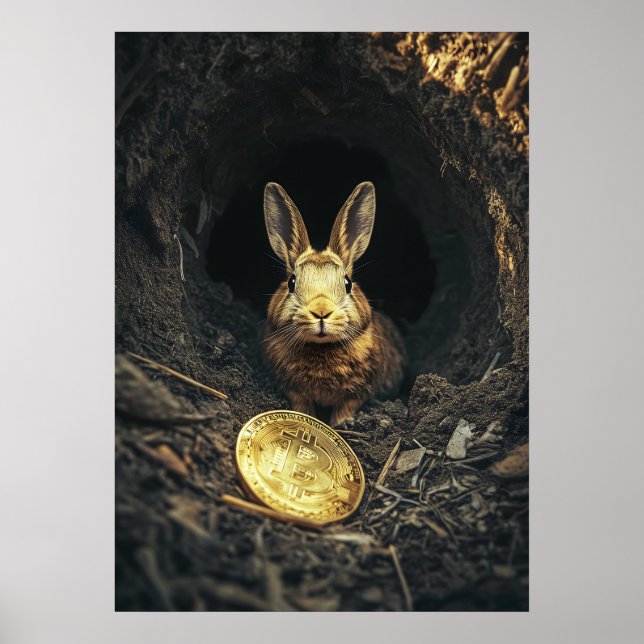 Bitcoin Rabbit Hole Crypto Bunny Poster (Front)