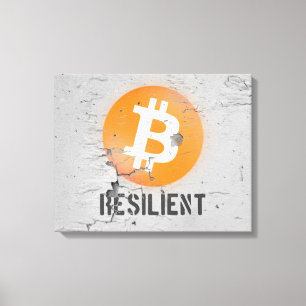 Bitcoin Resilient Art (On Cracked Wall HD) Canvas Print