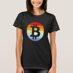 Bitcoin Retro Sunset Vintage Distressed Gradient C T-Shirt