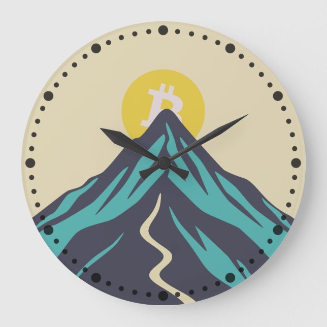 Bitcoin Rising (Style: Aged) Large Clock (Front)