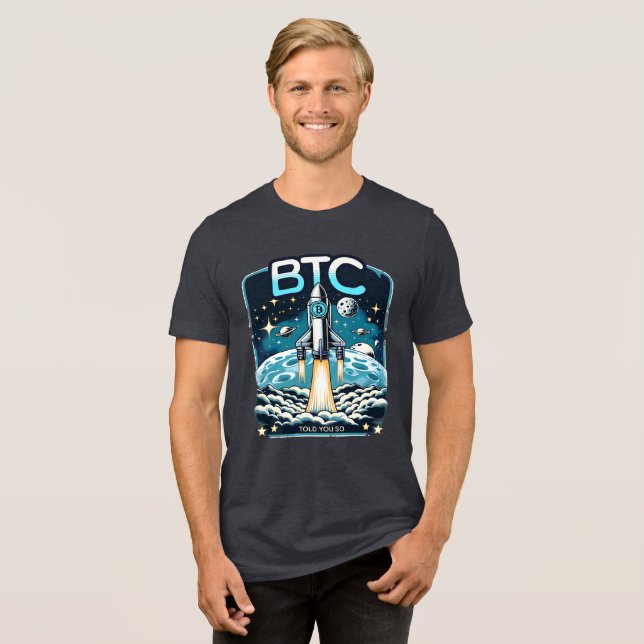Bitcoin Rocket Crypto BTC Meme  Tri-Blend Shirt (Front Full)