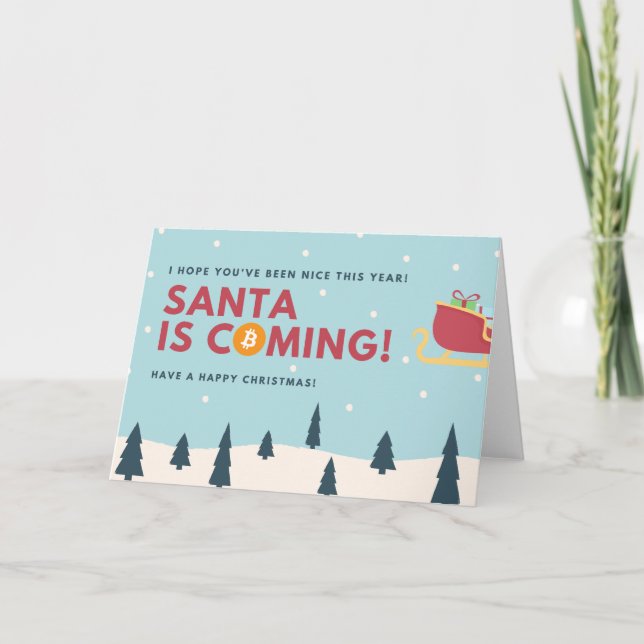 Bitcoin Santa Ho Ho Hodl Crypto Blockchain Card (Front)