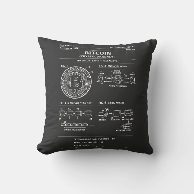 Bitcoin Schematic: Crypto Flow Diagram Cushion (Front)