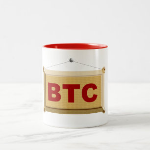 Bitcoin Schild Two-Tone Coffee Mug