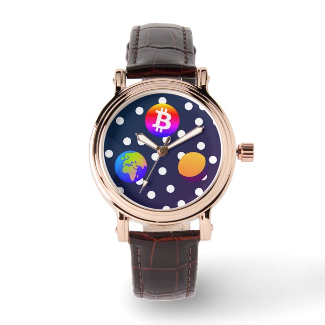 Bitcoin Solar Space Designer (Colourful) Watch (Front)
