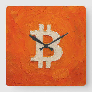Bitcoin Standard (Oil, Style: 3) Square Wall Clock