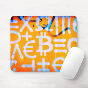 Bitcoin Street Art (Orange Painting No. 1) Mouse Pad