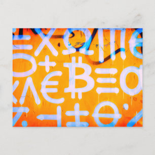 Bitcoin Street Art (Orange Painting No. 1) Postcard
