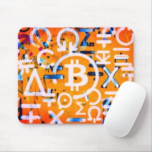 Bitcoin Street Art (Orange Painting No. 3) Mouse Pad