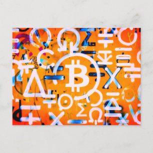 Bitcoin Street Art (Orange Painting No. 3) Postcard