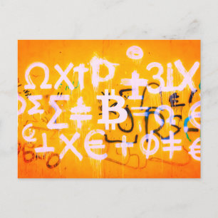 Bitcoin Street Art (Orange Painting No. 5) Postcard