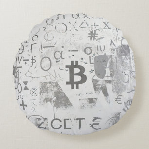 Bitcoin Street Art (White Painting No. 3) Round Cushion