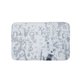 Bitcoin Street Art (White Painting No. 5) Bath Mat