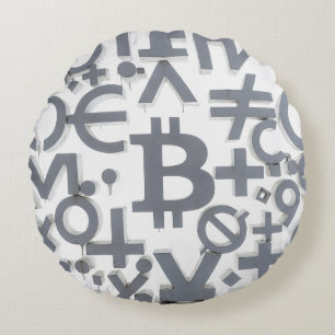 Bitcoin Street Art (White Painting No. 6) Round Cushion