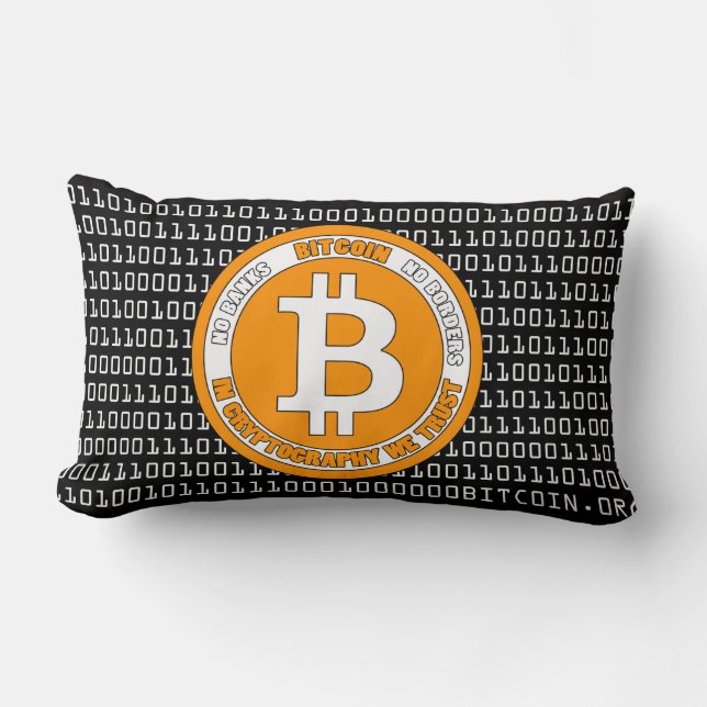 Bitcoin Style Pillow with binary code - M1 (Front)